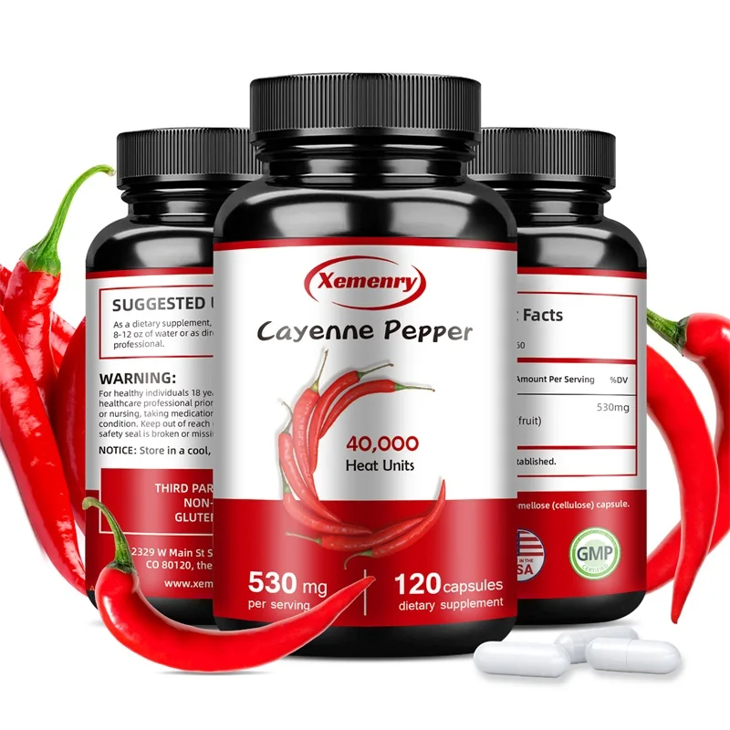 

Cayenne Pepper Capsules - Supports Cardiovascular Health, Improves Digestion, and Blood Circulation, Enhance Immunity