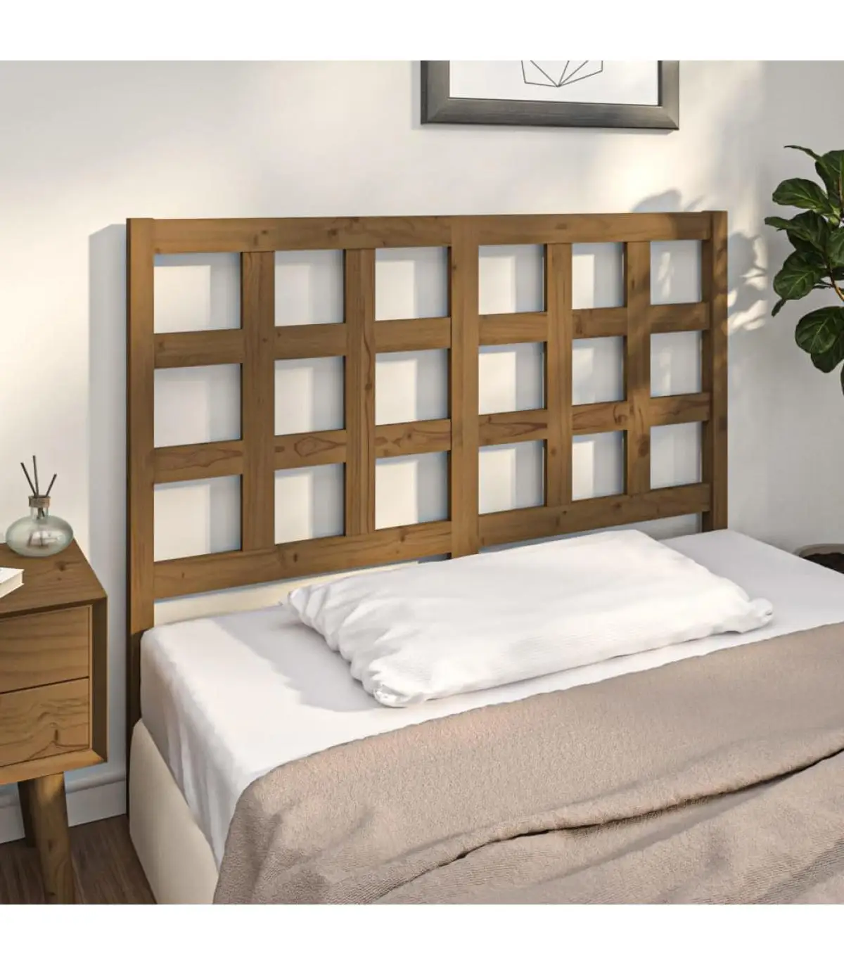 Headboards and Feet Bed Headboard Solid Wood Pine Brown Honey 125,5x4x100 cm