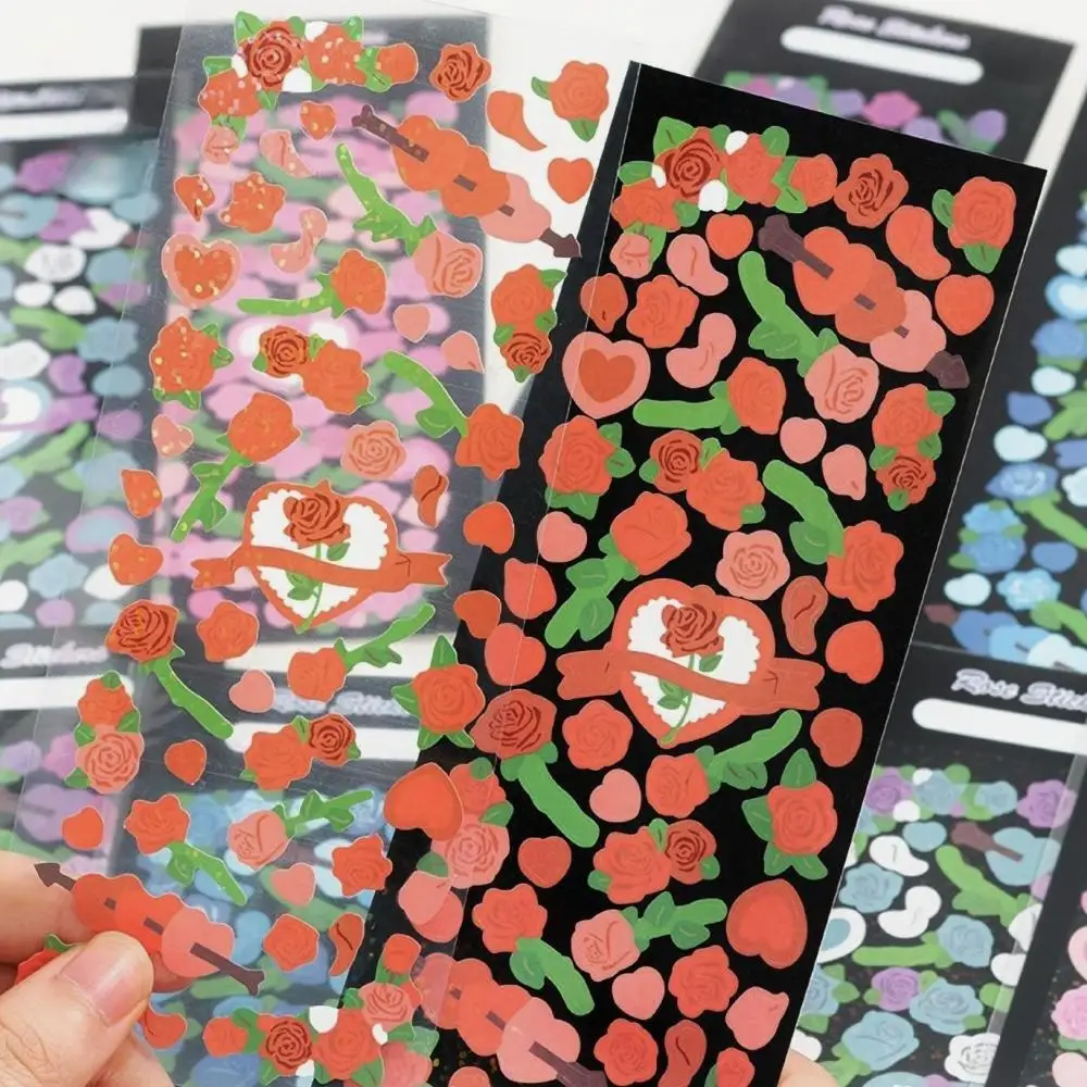 KPOP Hologram Rose Sticker - Cute Korean Style Deco Seal in Various Colors - Shiny & Romantic for Toploaders and Scrapbooking