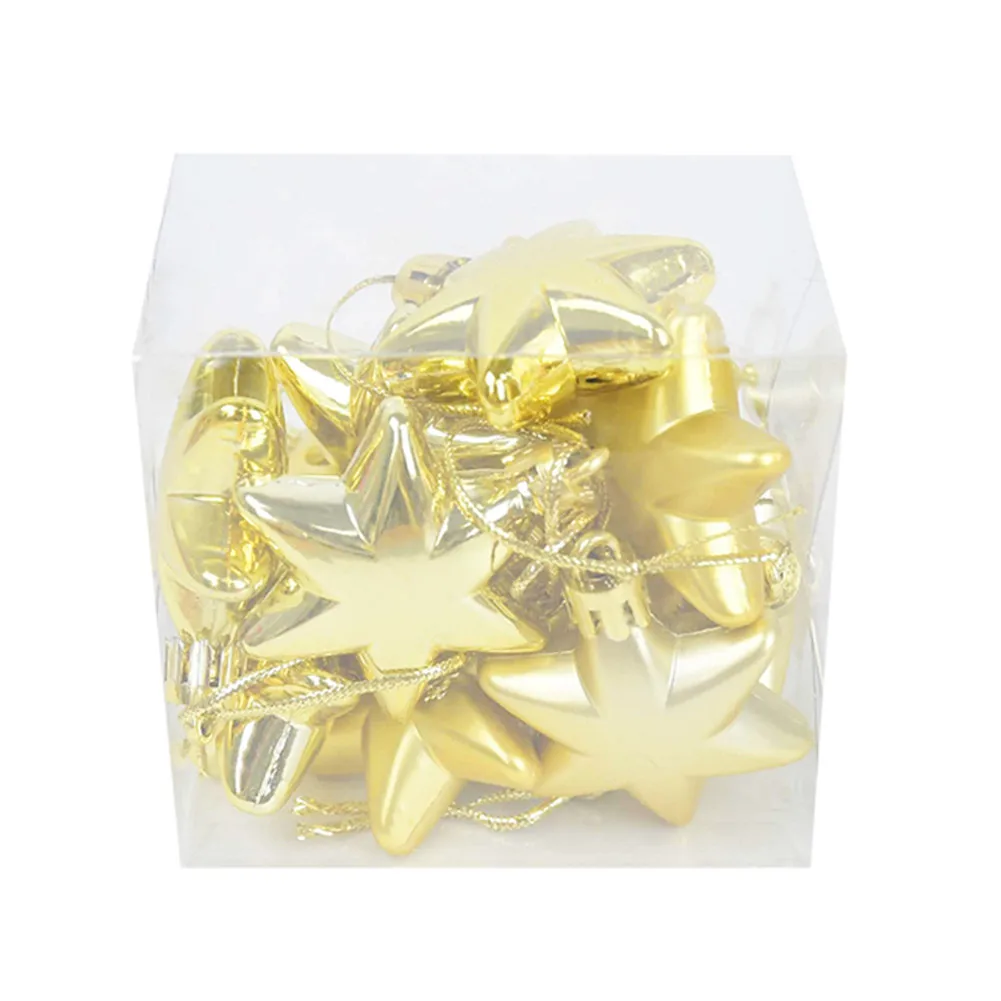 Gold Christmas Ball Six-pointed Star Plastic Red Shiny 12pcs/Box Silver 4.8x4.8cm Star Animated Tree Ball Xmas