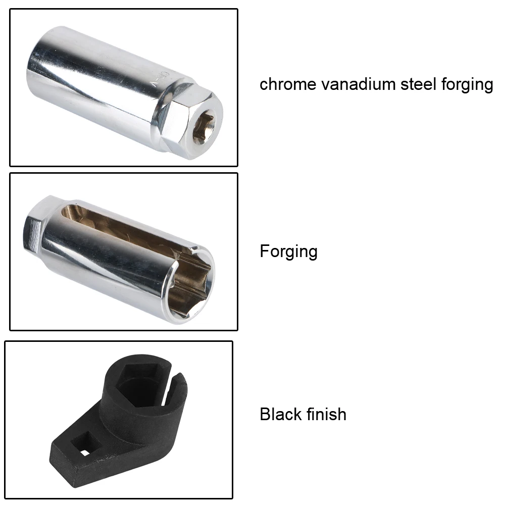 Uniersal kit de ferramentas de remoção de sensor de oxigênio soquete do sensor de oxigênio unidade de soquete 3 pçs 22mm extrator e conjunto de caçador de rosca