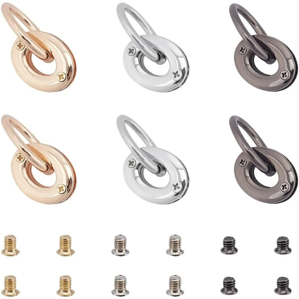 3 kleuren Metalen Schroef Samen Grommets 6 stks Schroef-in Oogje Ring Grommets Tas Lus Handvat Connector Gesp Handtas portemonnee Loop