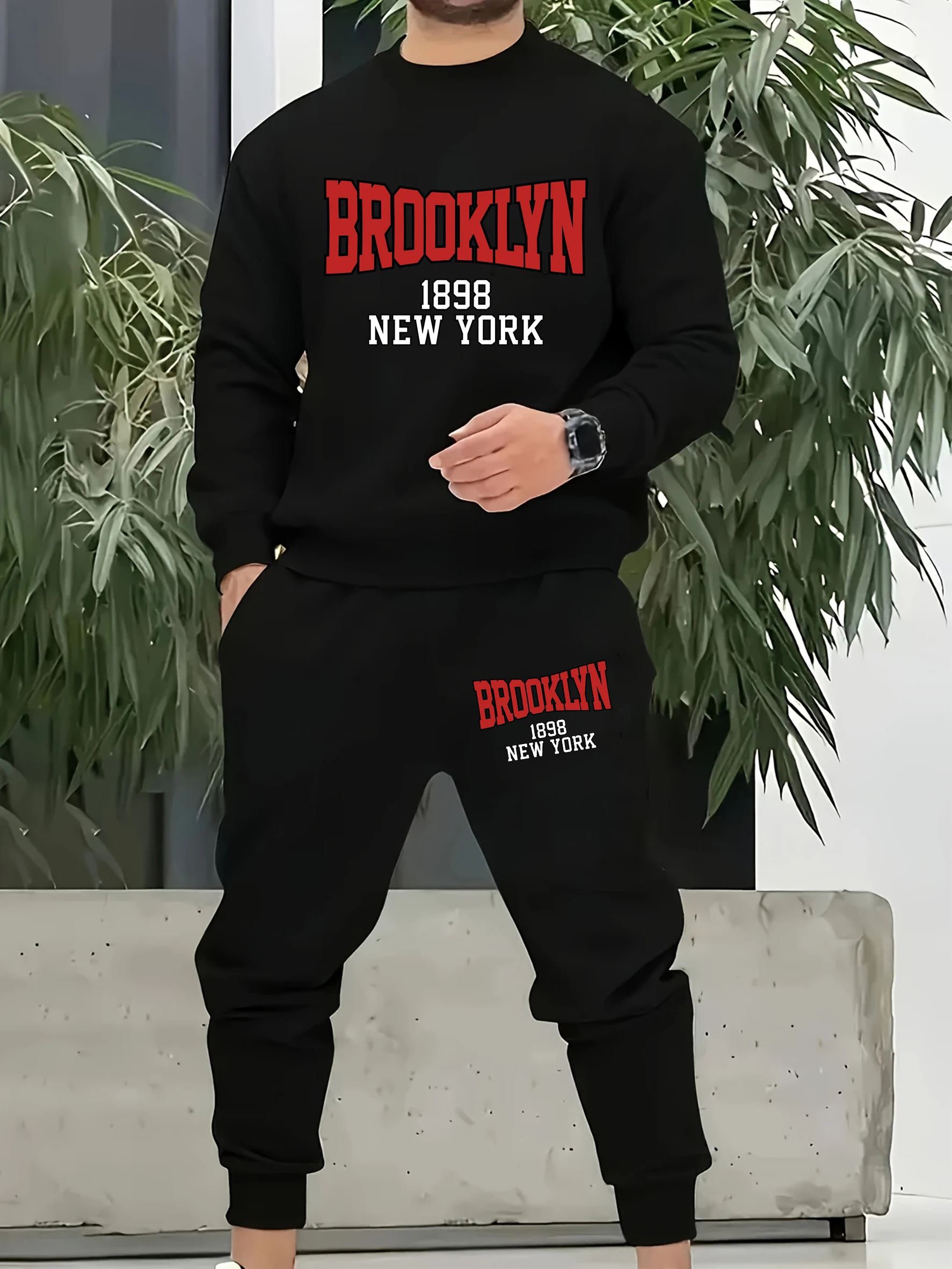 Brooklyn 1898 New York City Tracksuit For Men Simple Comfortable Pants All-Match Loose Clothing Unisex Autumn Fleece Sportsuit