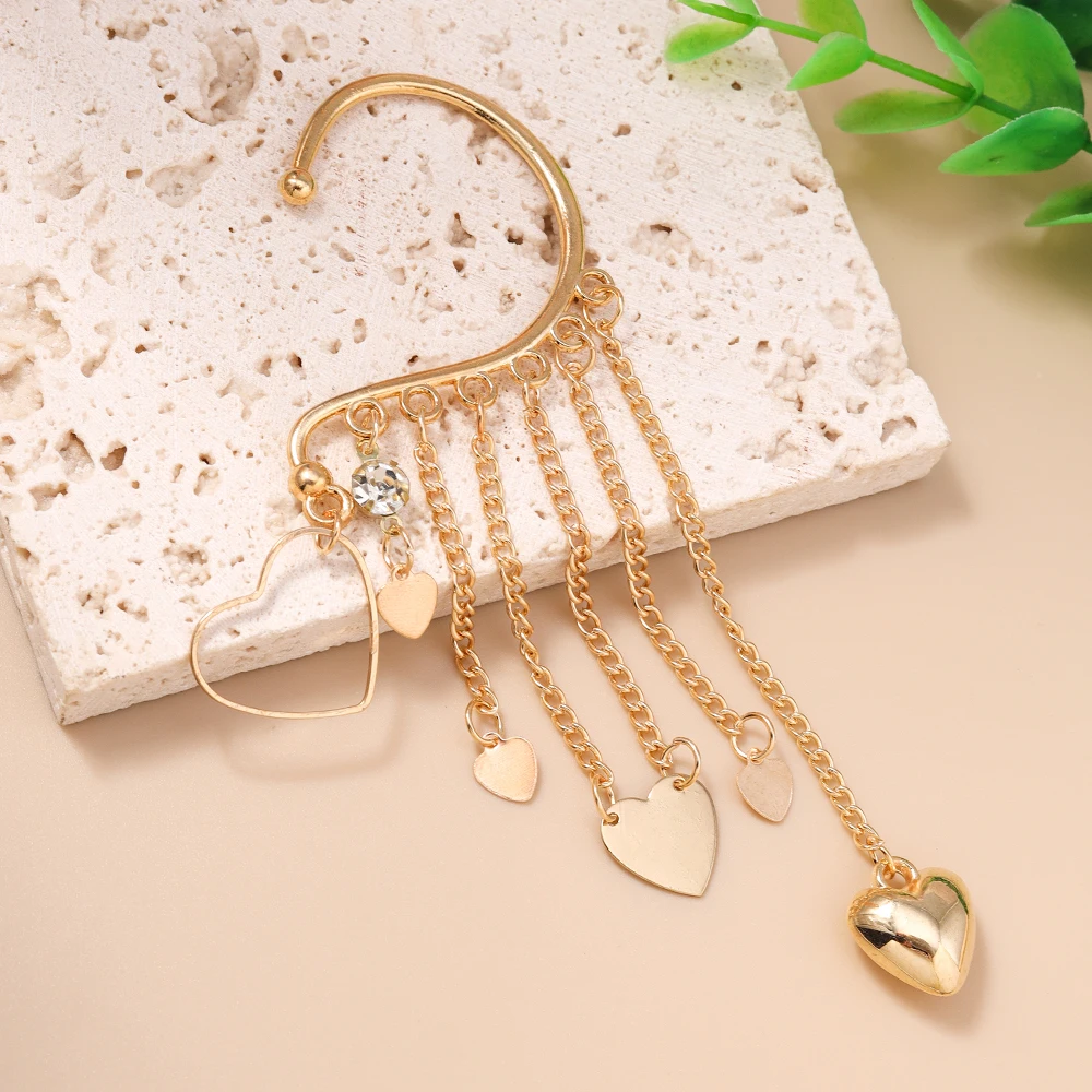 Aihua Neue Stylist Gold Farbe Mini Stern Herz Ohrringe Für Frauen Ohr Clips Ohrringe Kein Piercing Lange Ohr Manschette Schmuck Geschenke – Detail 3