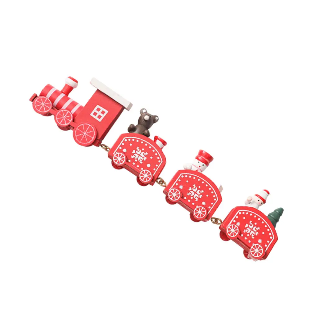 

1pc Wooden Christmas Train Decor Small Train Decoration Festive Holiday Home Ornament Natural Wood Craft For Living Room Garden