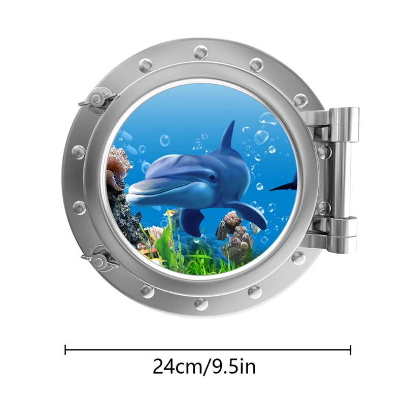 Cute Sea Shark Glow in the Dark Room for Home Decoration Luminous Porthole Mural Stickers on Bathroom Kitchen Wall Tile Cabinet