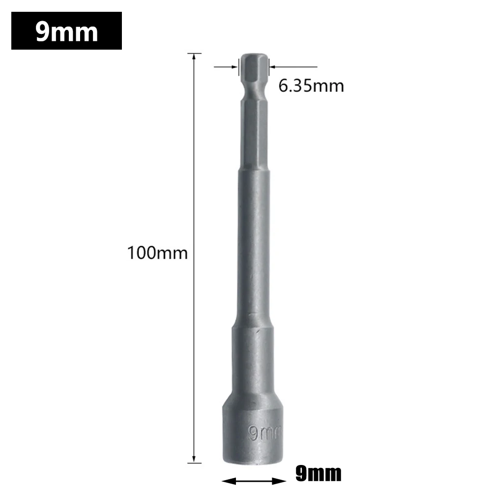 Adapter Dopsleutel Voor Thuis DIY Hexagon Driver Boor Driver Set Verlenghuls Magnetische 100mm 6mm-19mm