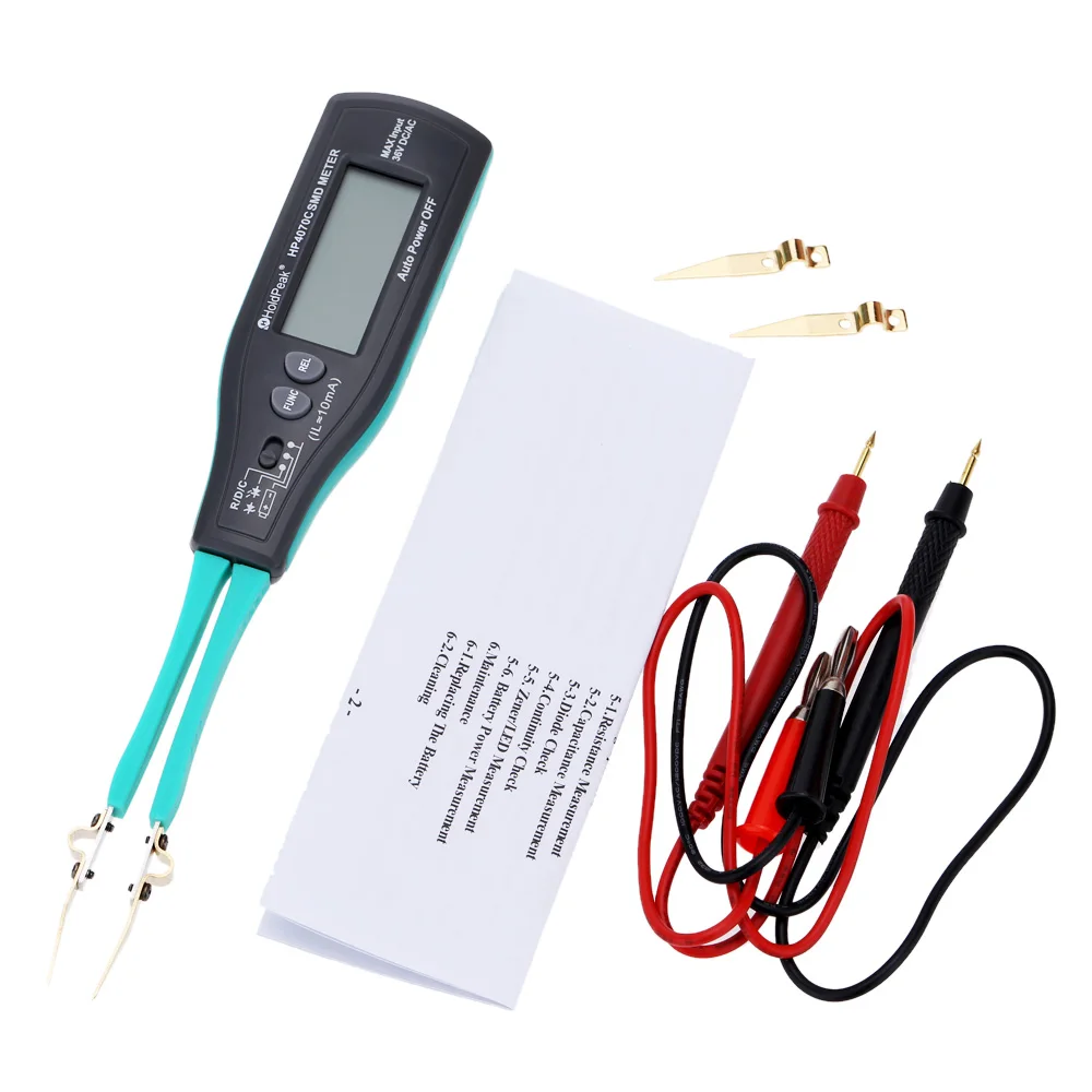 HoldPeak HP-4070C Smart Testing Clips mini SMD Tester Continuity Meter Tweezers Intelligent Testing Clips with Relative Value