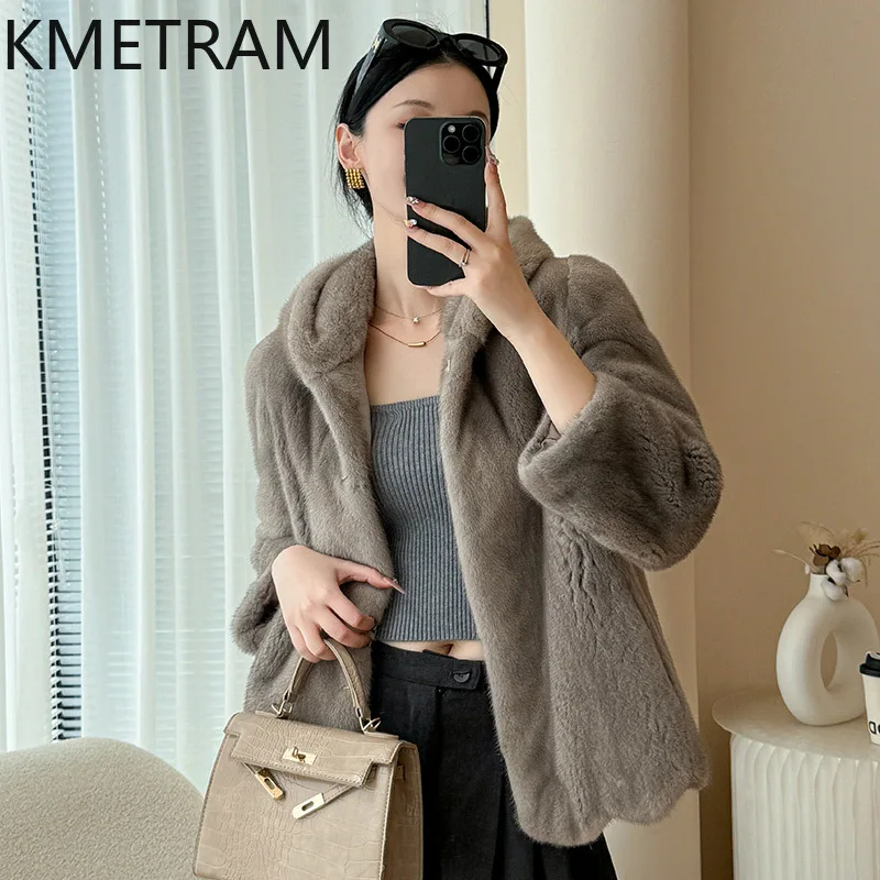 Damska kurtka z naturalnego futra norek, szary płaszcz z prawdziwego futra z kapturem, wysokiej jakości zimowa odzież damska, futrzane kurtki 2025 шуба женская