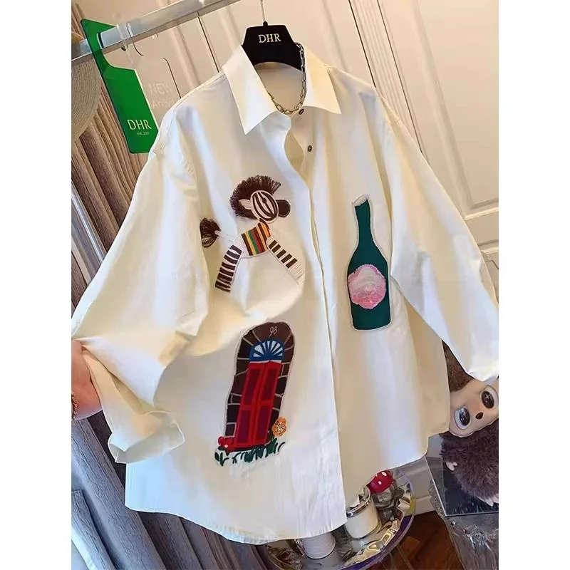 

Loose Long Sve Embroidered irt for Men And Women Autumn Winter plus Size Comfortable Breathable Polyester Fiber Ciwalk