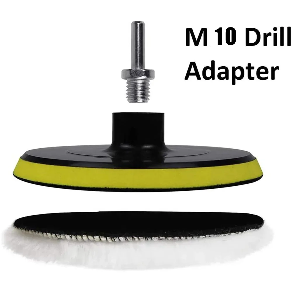 5 Pcs Wool Polishing Buffing Pad 3/4/5 Inch with M10 Drill Adapter for Drill Buffer Attachment Polishing Metal and Car Body