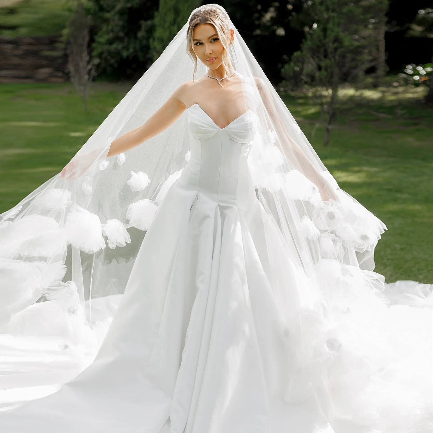 Sharon Said High Quality Satin A-Line Princess Wedding Dresse 2026 Simple Sweetheart Chapel Train Bridal Gown SW044 Customized