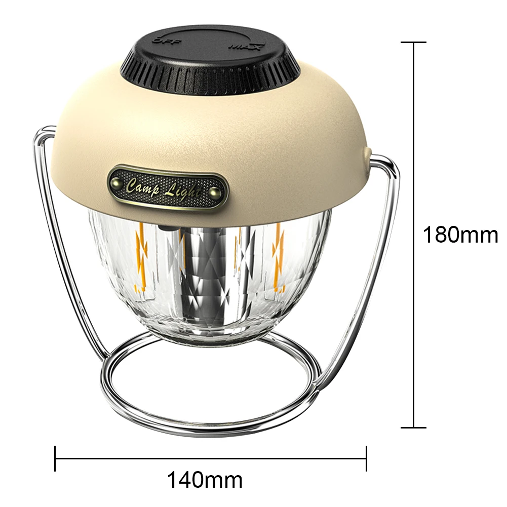 Vintage Lều Đèn LED Di Động Torch USB Loại C Đèn Cắm Trại Chống Nước Khẩn Cấp Cho Ngoài Trời Đi Bộ Đường Dài Hiên Nhà