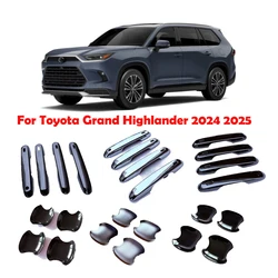 For Toyota Grand Highlander 2024 2025 ABS carbonfiber Chrome Side Door Handle door bowl Cover Trim Car Exterior Accessories