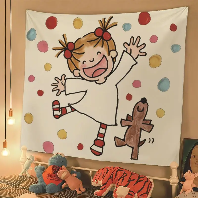 

10 Styles！Adorable Girl Pattern Tapestry，Wall Hanging for Bedroom & Nursery，Background Decor，Classroom Setup