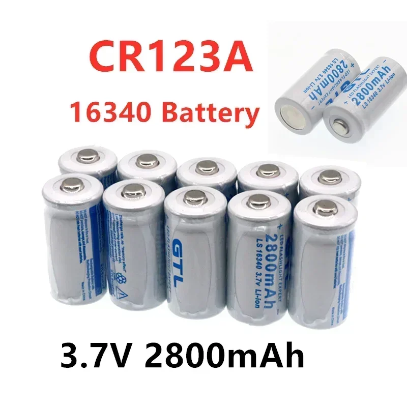 New High capacity 2800mAh Rechargeable 3.7V Li-ion 16340 Batteries CR123A Battery For LED Flashlight For 16340 CR123A Battery