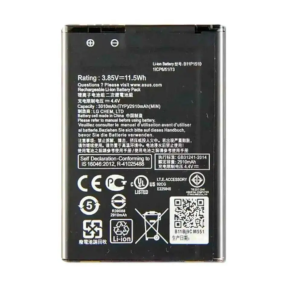 بطارية الهاتف المحمول خفيفة الوزن وعالية السعة B11P1510 لهاتف Asus Zenfone GO TV ZB551KL X013DB 3010Mah