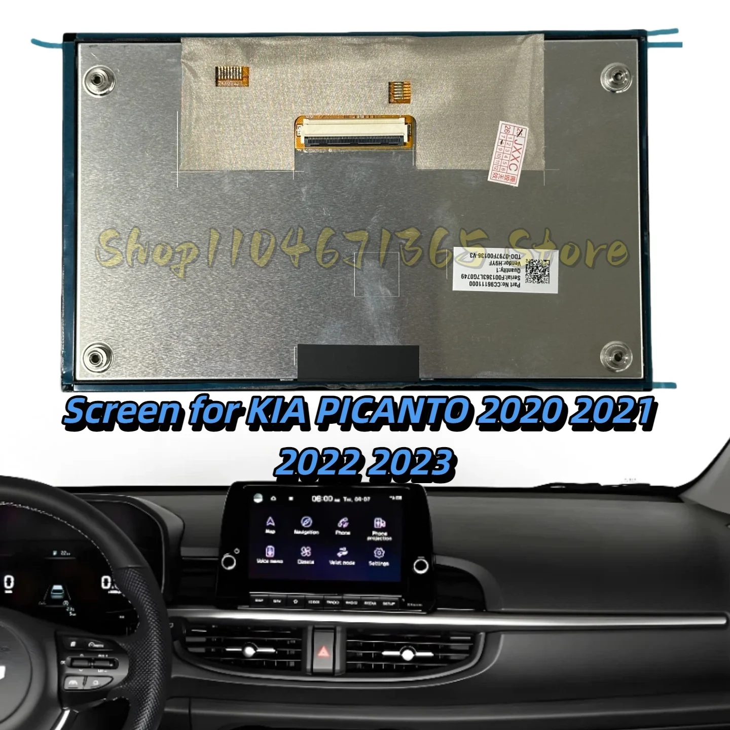 

LCD Display Screen for KIA PICANTO 2020 2021 2022 2023 96560-G6470FHV 96560G6470FHV Car GPS Navigation