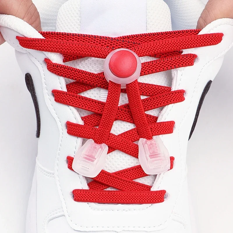 1 paar/2 Paar Neue Elastische Schnürsenkel Runde Snap Lock Flache Schnürsenkel Ohne Krawatten Kinder Erwachsene Schnell schnürsenkel Schuh Zubehör