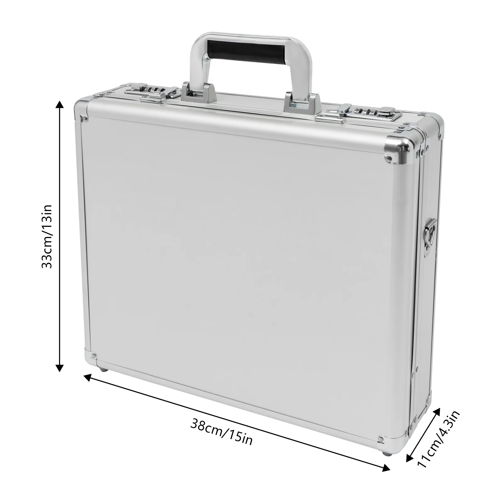 حقيبة ألومنيوم قفل حقيبة أمان صلبة مع أقفال مجمعة مزدوجة حقائب للرجال والنساء الأعمال