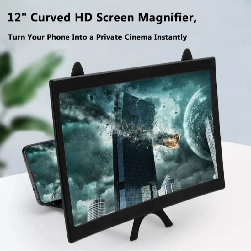 12 Inch Magnifying Glass High-definition Movie Screen Magnifying and Curved Design Amplifier Phone Holder