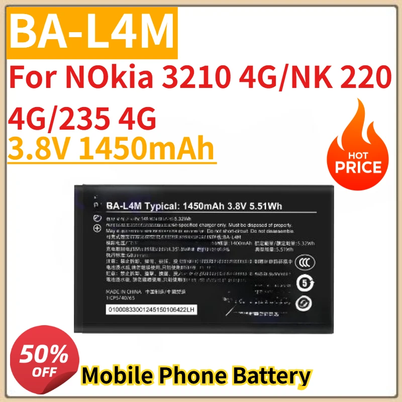 

High Quality New BA-L4M Battery 3.8V 1450mAh For NOkia 3210 4G/NK 220 4G/235 4G