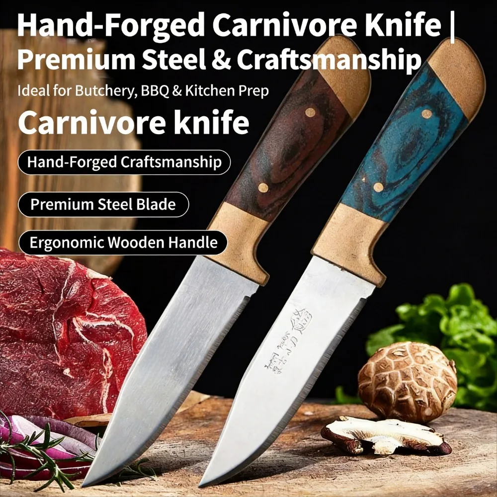 1pc Stainless Steel Meat Cutting Knife - Portable Steak Knife for Camping, Hiking, and Outdoor Kitchen Accessories