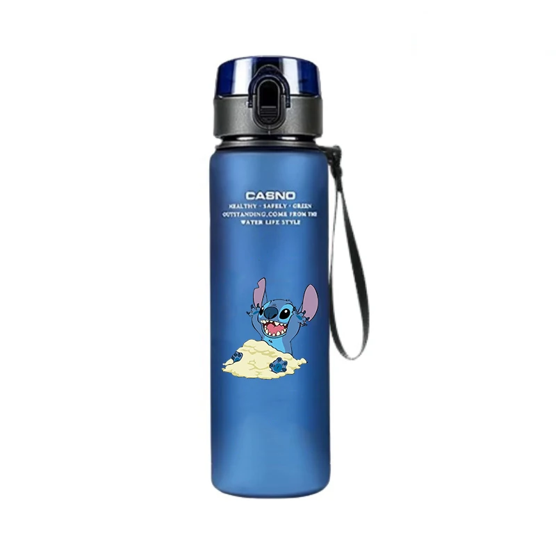 Miniso Stich Wasser becher 560ml Kinder tragbare Kunststoff transparente Stich Engel Outdoor große Kapazität Sport Wasser flasche