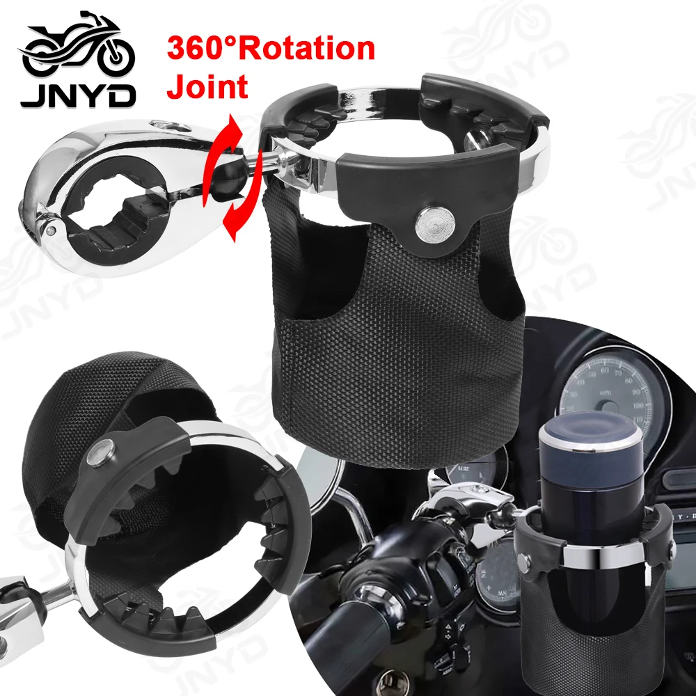 JNYD Motorcycle Cup Holder 7/8'' to 1 1/4'' Caliber Handlebar Universal Water Bottle Drink Cup Basket Holders For Harley