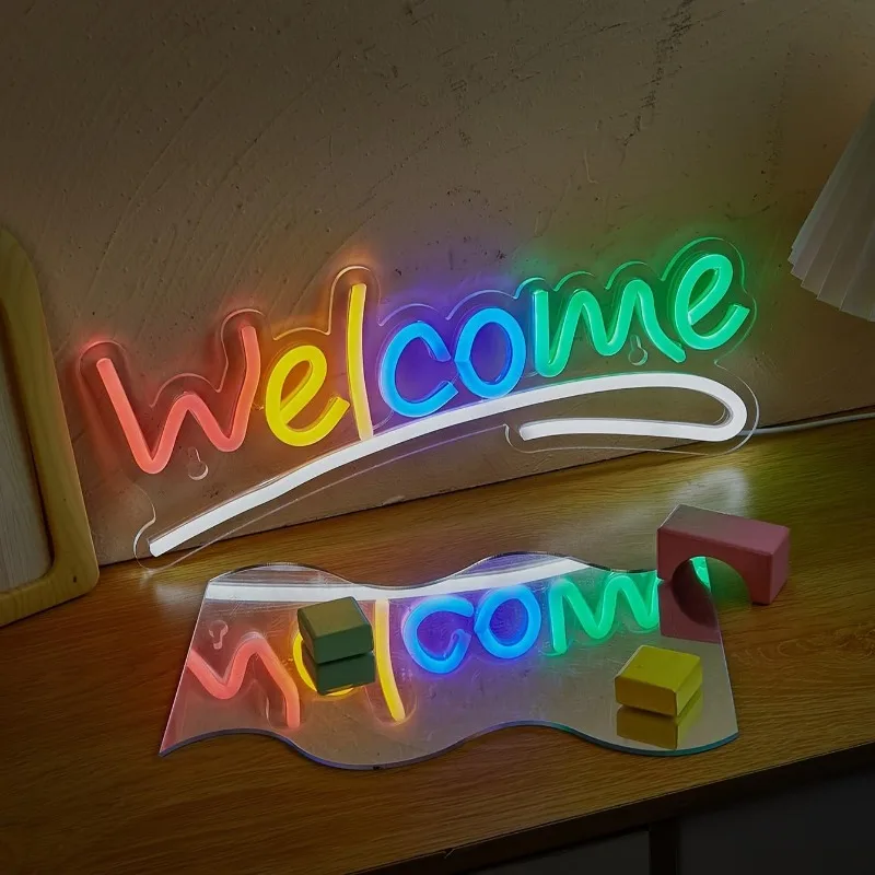 

Welcome Cute Neon Sign USB Powered Neon Signs Night Light Wall Art & Game room Bedroom Living Room party Decor lamp for Children