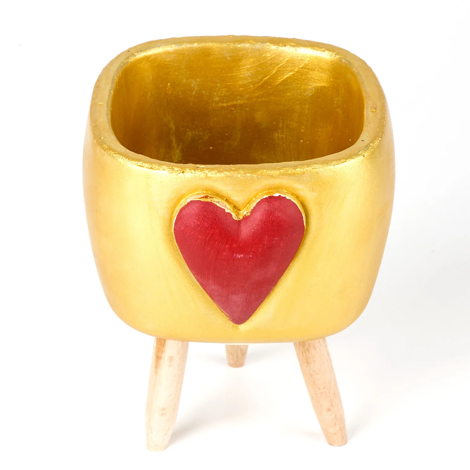 Sonseason heart square concrete Gold flower pot pedestal