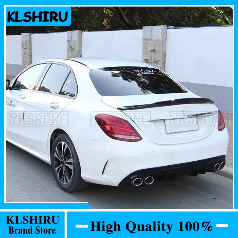 For Benz C Class W205 Spoiler C63 C180 C200 C250 C260 2014--2020 Year Sedan Glossy Black Real Carbon Fiber Rear Wing