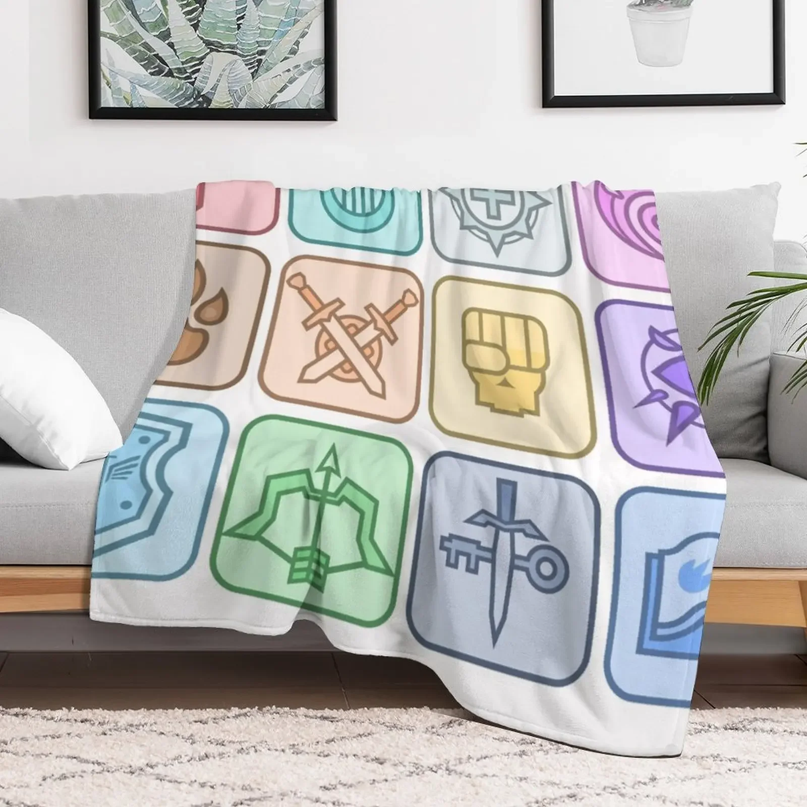 JoCat Crap Guide to DnD Class Icons [Color] Throw Blanket Blankets For Bed Beach Giant Sofa Blankets