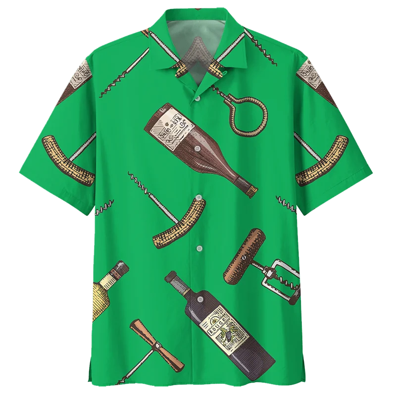 Camisa hawaiana con estampado 3D para hombre, camisa de manga corta con solapa, suelta, botones de calle, verano, Y2k