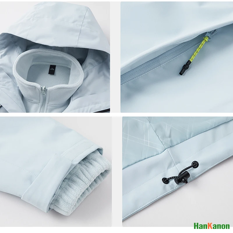 سترة جبلية خارجية قابلة للفصل 3 في 1 للجنسين مع بطانة من الصوف، طراز جديد للتخييم في الخريف/الشتاء، مقاومة للماء للمشي لمسافات طويلة