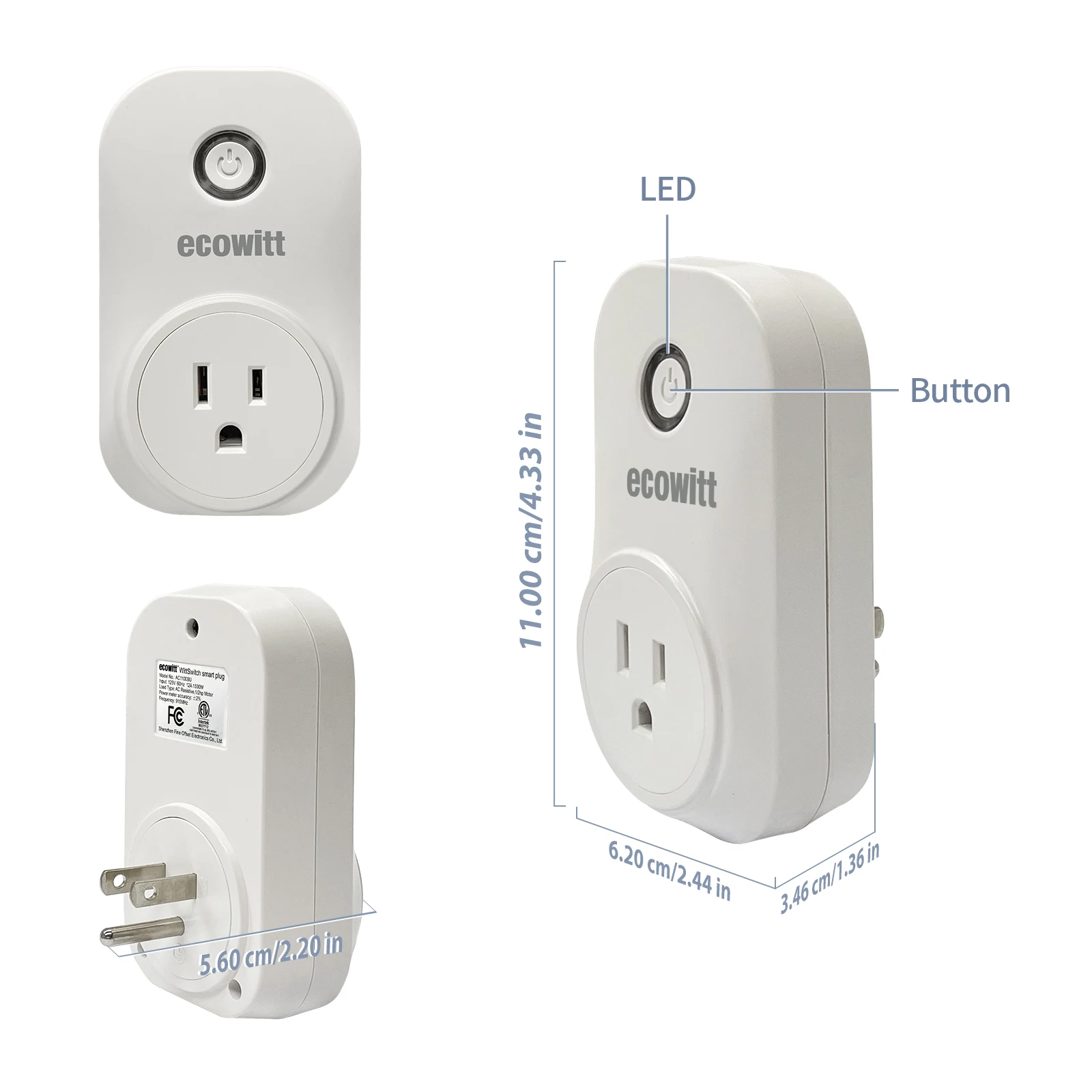 Imagem -06 - Ecowitt-plugue Doméstico Inteligente Ac1100 Iot Tomada Wifi Funciona com Aplicativo Ecowitt Hub Necessário Controle Remoto para Vida Inteligente