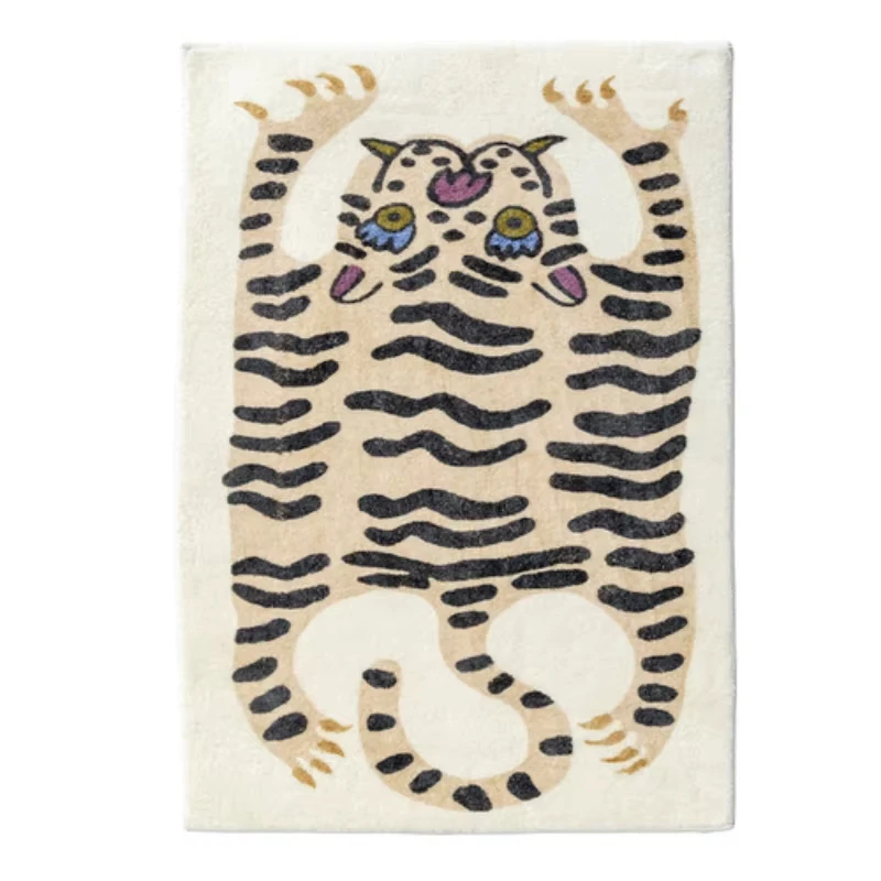 VIKAMA Patterned tiger carpet, door mat, welcome mat, square living room carpet, bedroom and bathroom mat, home decoration