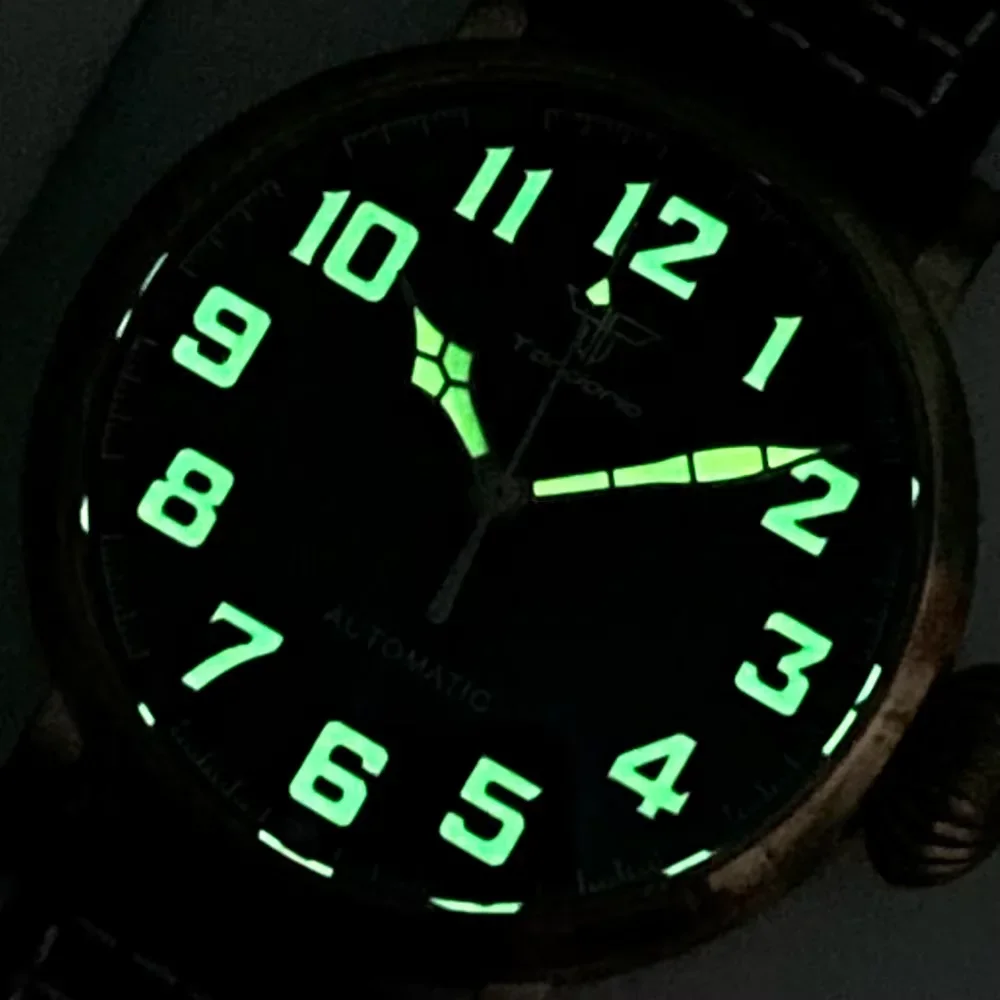 Solid Bronze Men's Watch Tandorio 46.5mm Sapphire Crystal 20BAR Waterproof NH35A Asia2824 Automatic Mechanical Watch Luminous