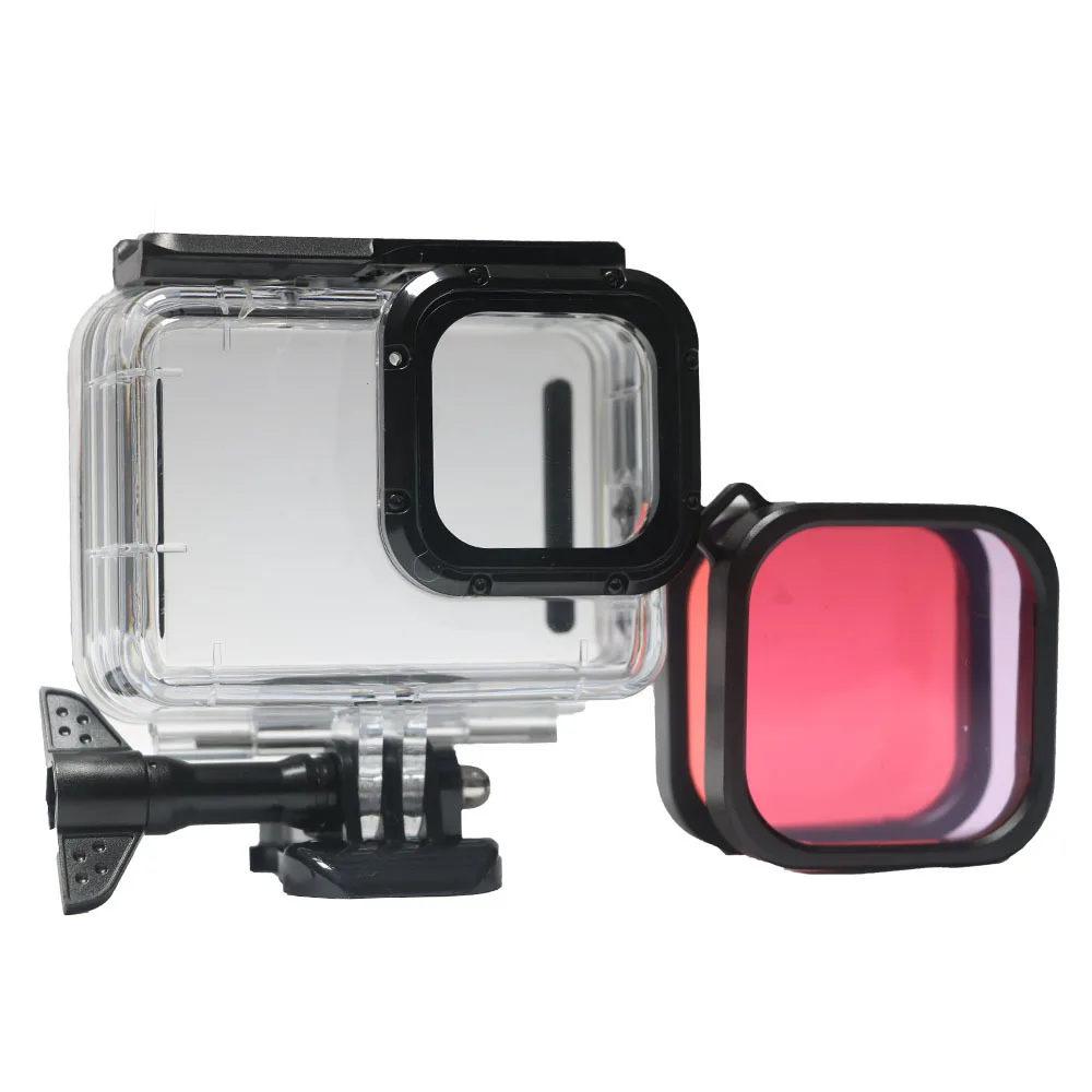 Caixa impermeável para GoPro, caixa protetora de mergulho, vermelho, rosa, filtro original, apto para Hero 9, 10, 11, 12, 45m