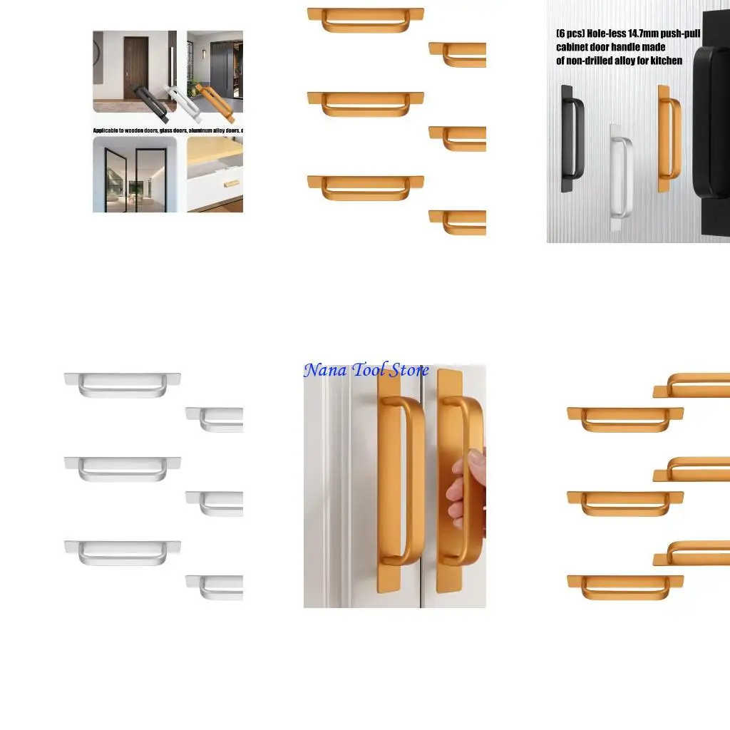 31GJ 6PCS Tool Easy Mounting Kitchen Drawer Pulls Aluminum Strong Cupboard Handles