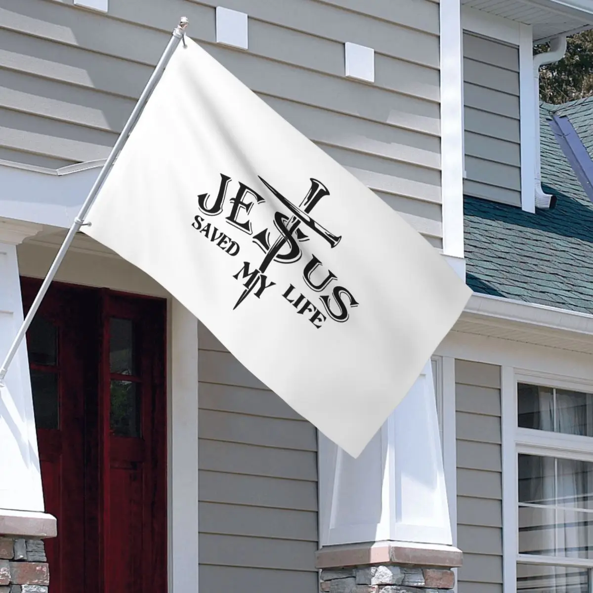 Jesus Saved My Life Flag Indoor Outdoor Banner Polyester Christian Decoration Double Sided 60x90 90x150cm Flags