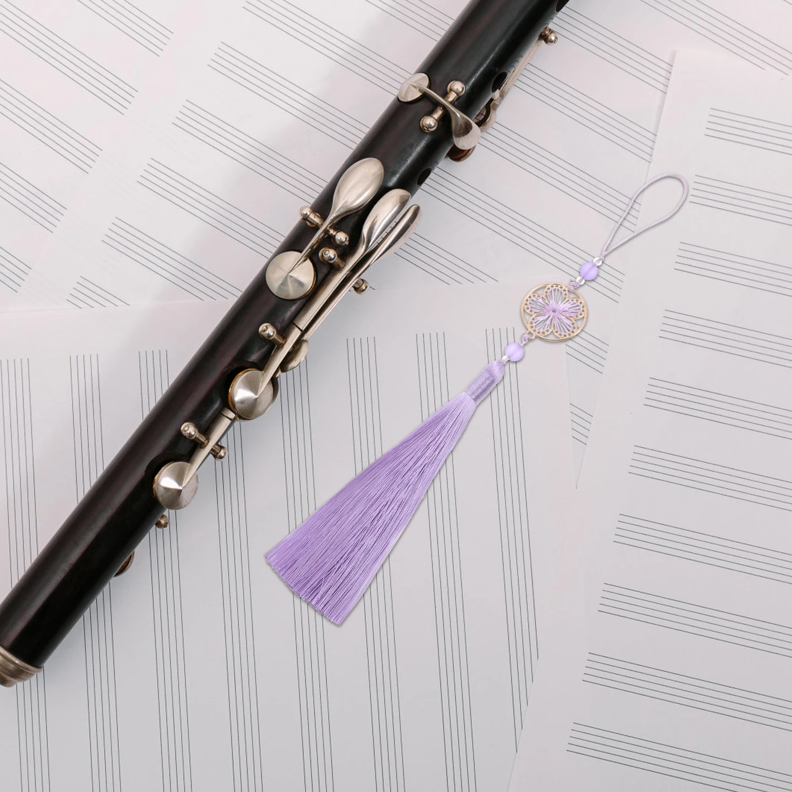 

1 Piece Vintage Style Flute Tassel Pendant Bamboo Instrument Decoration Handmade Cloth Fringe for Cultural Music Ensemble