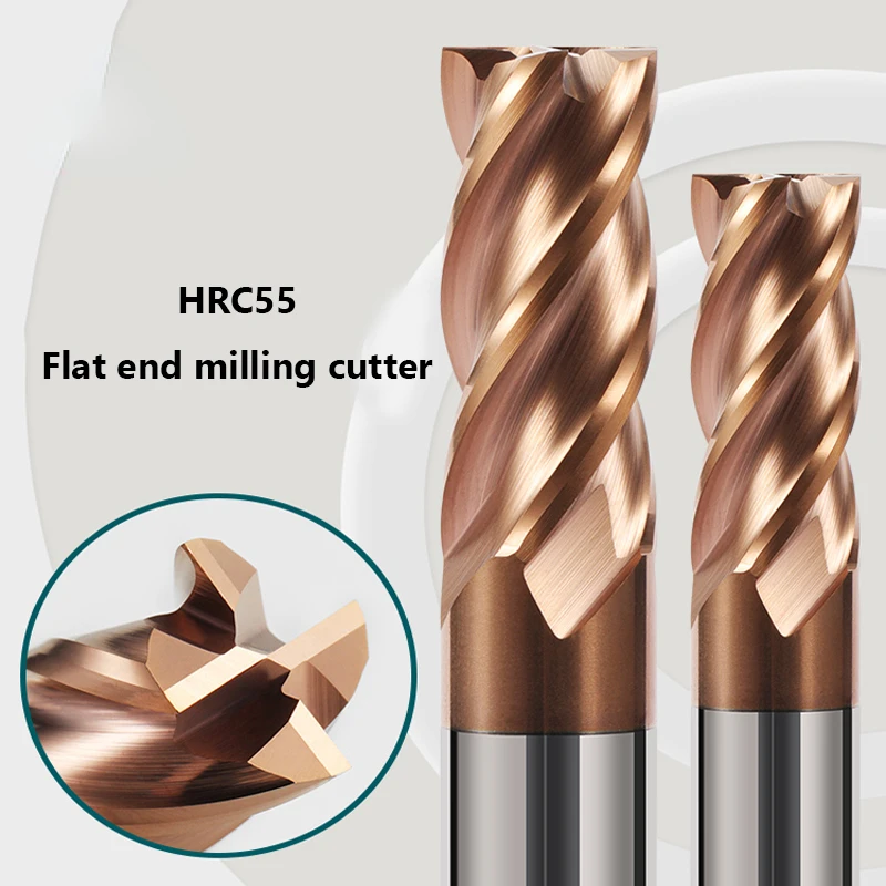 

HRC55 Carbide End Mill 4Flutes Metal Steel Tungsten Milling Cutter Alloy Coating Cutting Tool CNC Maching 1 2 3 4 5 6 7 8 9-20MM