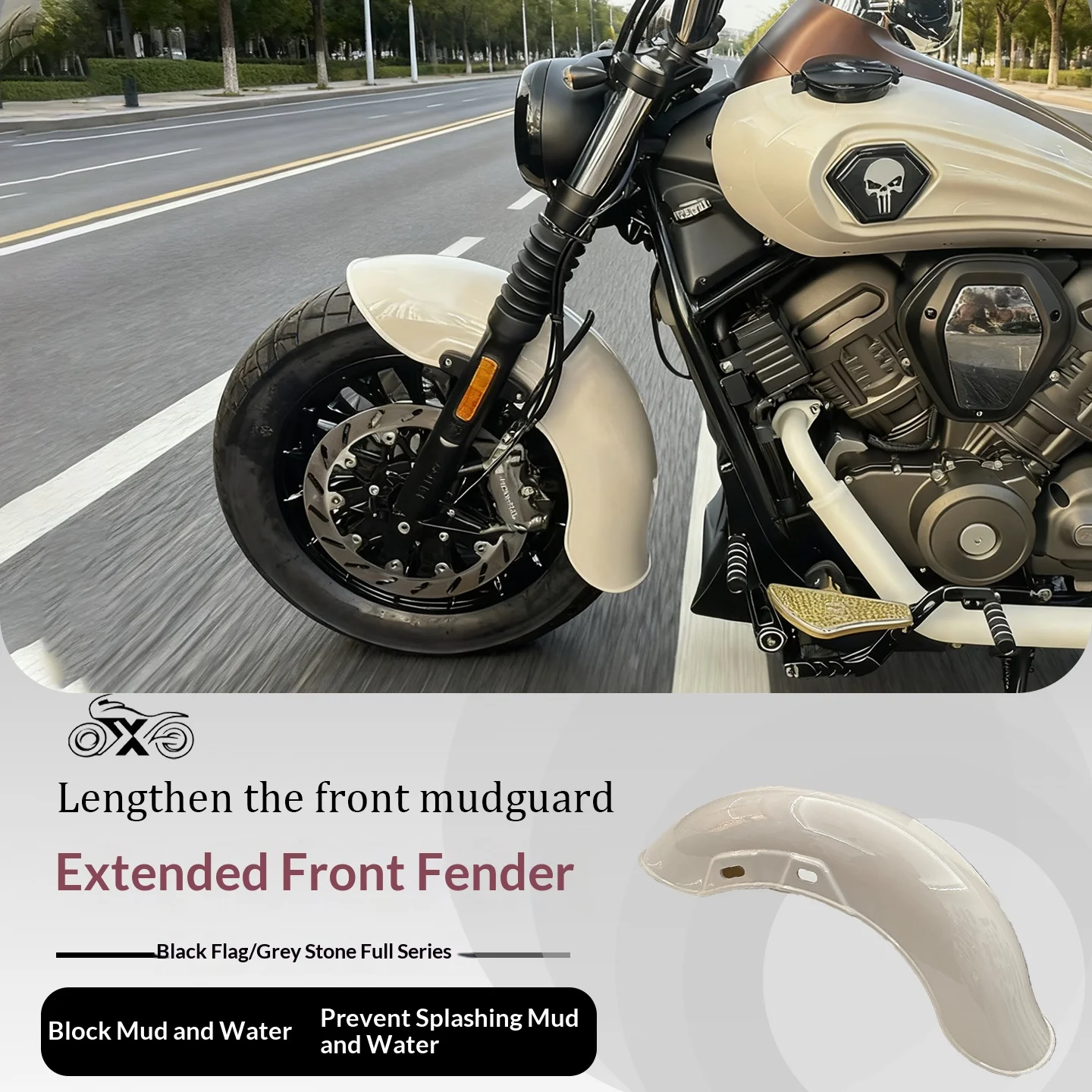【Premium】For Black Flag 500/950 Greystone 250 Rear Shield Front and Rear Fenders Retro Extended Mud Block Motorcycle Modificatio