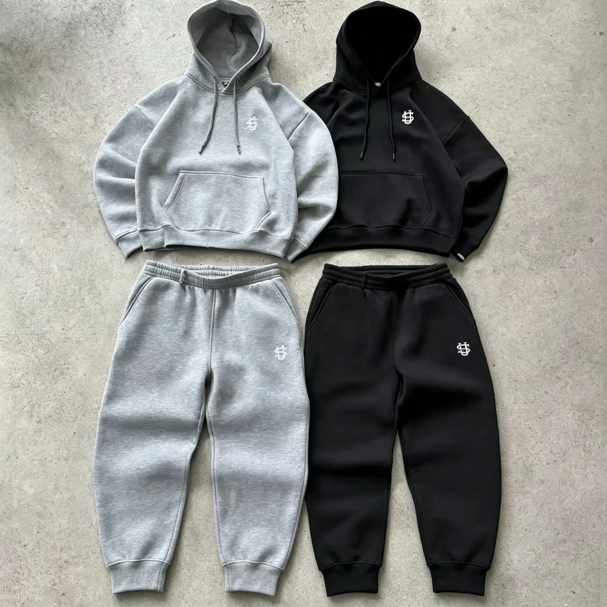 2026 new Eco Soft Y2K Embroidered Couples Hoodie and Sports Ankle Pants Set Casual Loose Fit Activewear Autumn Winter