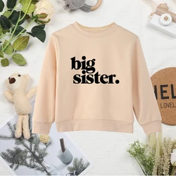 Big Sister Print Letters Minimalist Khaki Kids Sweatshirts High Quality Y2K Comfy Baby Girls Hot Hoodless Sweaters Tops Clothing