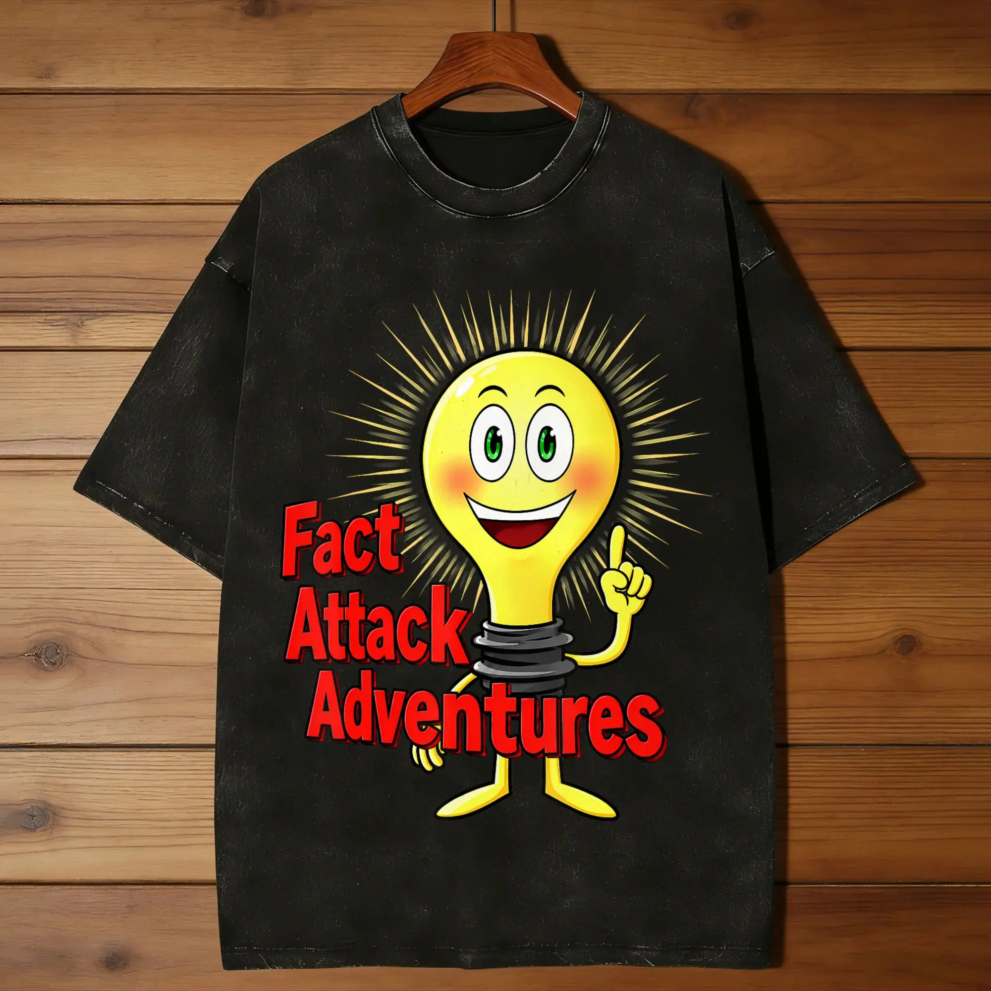 Fact Attack Adventures T Shirts Men 100% Cotton Crazy T-Shirt O Neck  Tee Shirt Short Sleeve Tops Plus Size