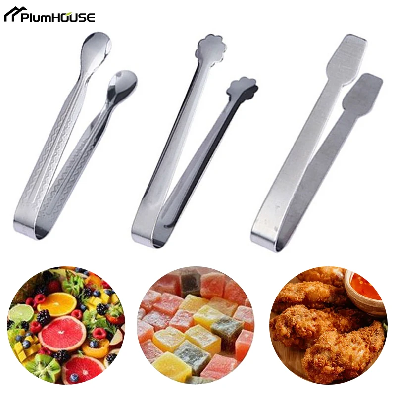 Ice Cube Tongs Mini Coffee Tea Food Serving Tongs Clip Party Bar Stainless Steel Sugar Tongs Ice-Cube Picker Kitchen Accessories