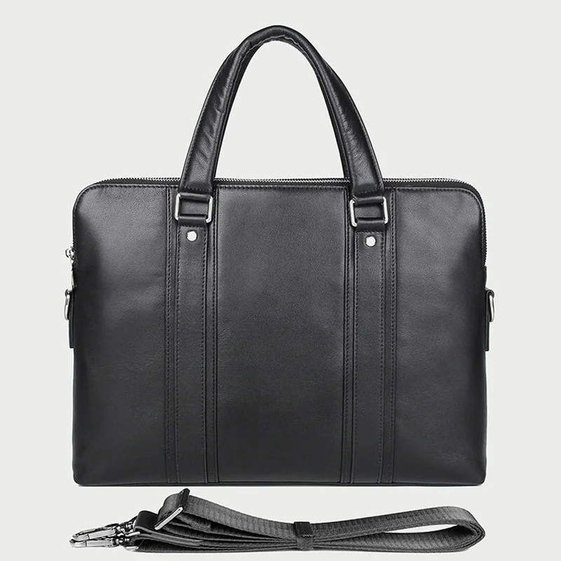 Maleta de couro genuíno para homens, bolsa de negócios, bolsa de escritório, caixa de arquivo documental masculino, bolsa mensageiro, moda luxuosa, 15 in