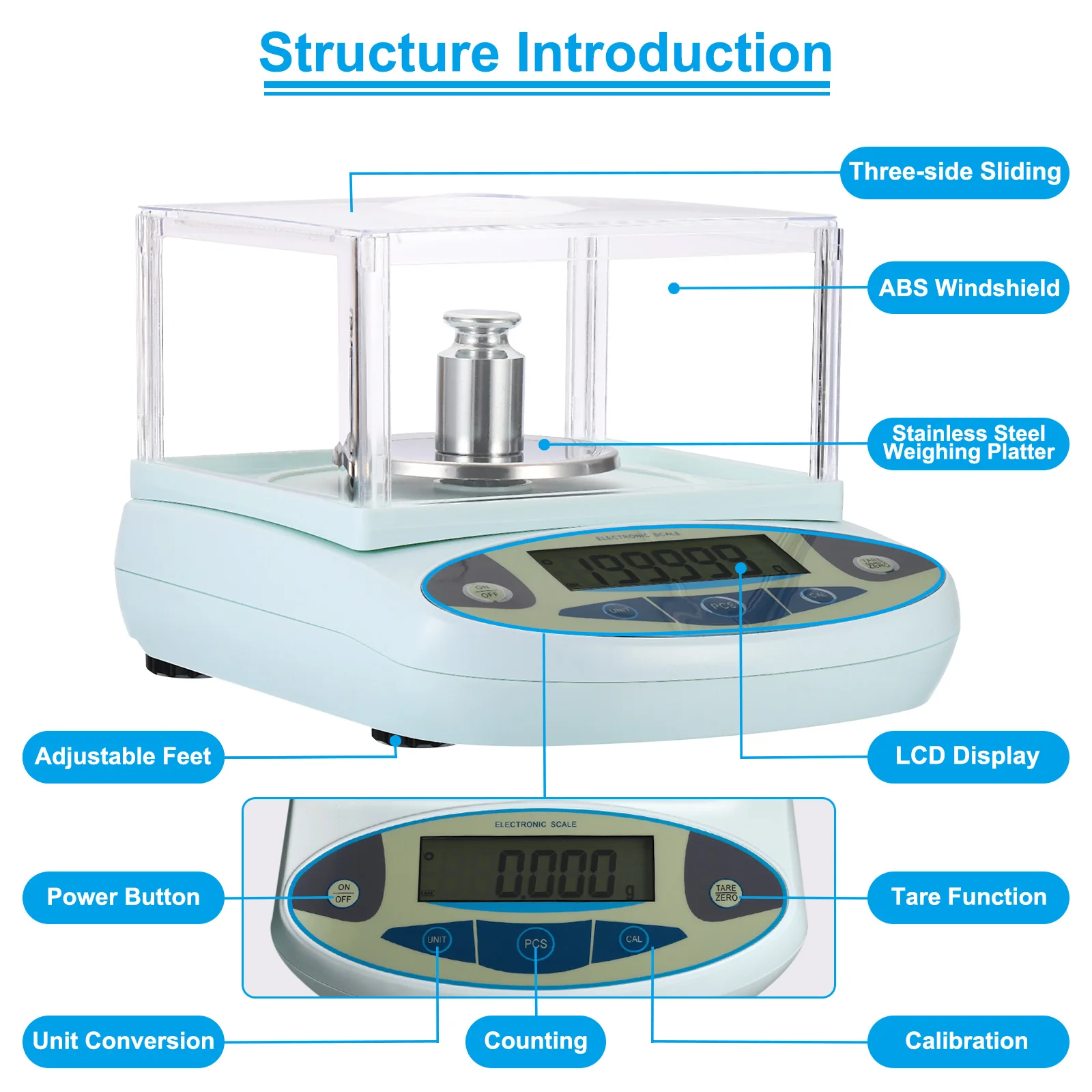 Lab Scale 100gx0.001g/300gx0.001g High Precision Electronic Analytical Balance Sensitive with Windshield Digital Precision Scale
